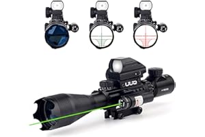 UUQ 4-16x50EG AR15 Tactical Rifle Scope Red/Green Illuminated Range Finder Reticle W/ Red Laser and Tactical Multi Optical Co