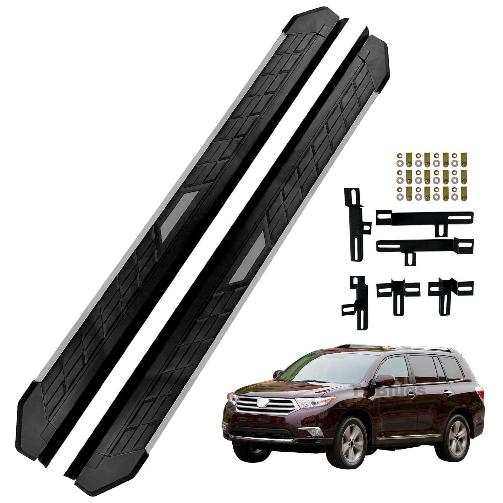 Photo 1 of Running Boards Side Pedal Compatible with Toyota Highlander 2008-2013 Side Steps with Brackets,2PCS Right and Left Side Step Rail Removable Nerf Bars for Toyota Highlander 2008 2009 2010 2012 2013