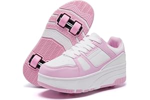 ANEFUN Roller Skate Shoes for Kids Girls Boys Detachable Wheeled Fashion Sneakers