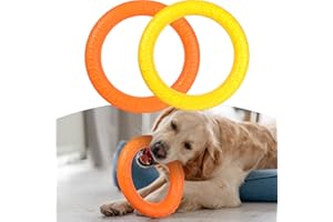 Leitee 2 Pack Dog Ring Toys Indestructible Dog Toys Dog Chewing Ring Toy Flying Discs Floating Dog Training Tools Pet Fetch Toy for Small Medium Large Dogs Throwing, Catching, Flying