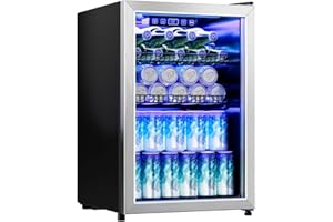 Tehanld 2.5 Cu.Ft Beverage Cooler Refrigerator, Mini Fridge Glass Door, Drink and Beer Fridge for Home or Bar With Adjustable Removable Shelves, Sliver
