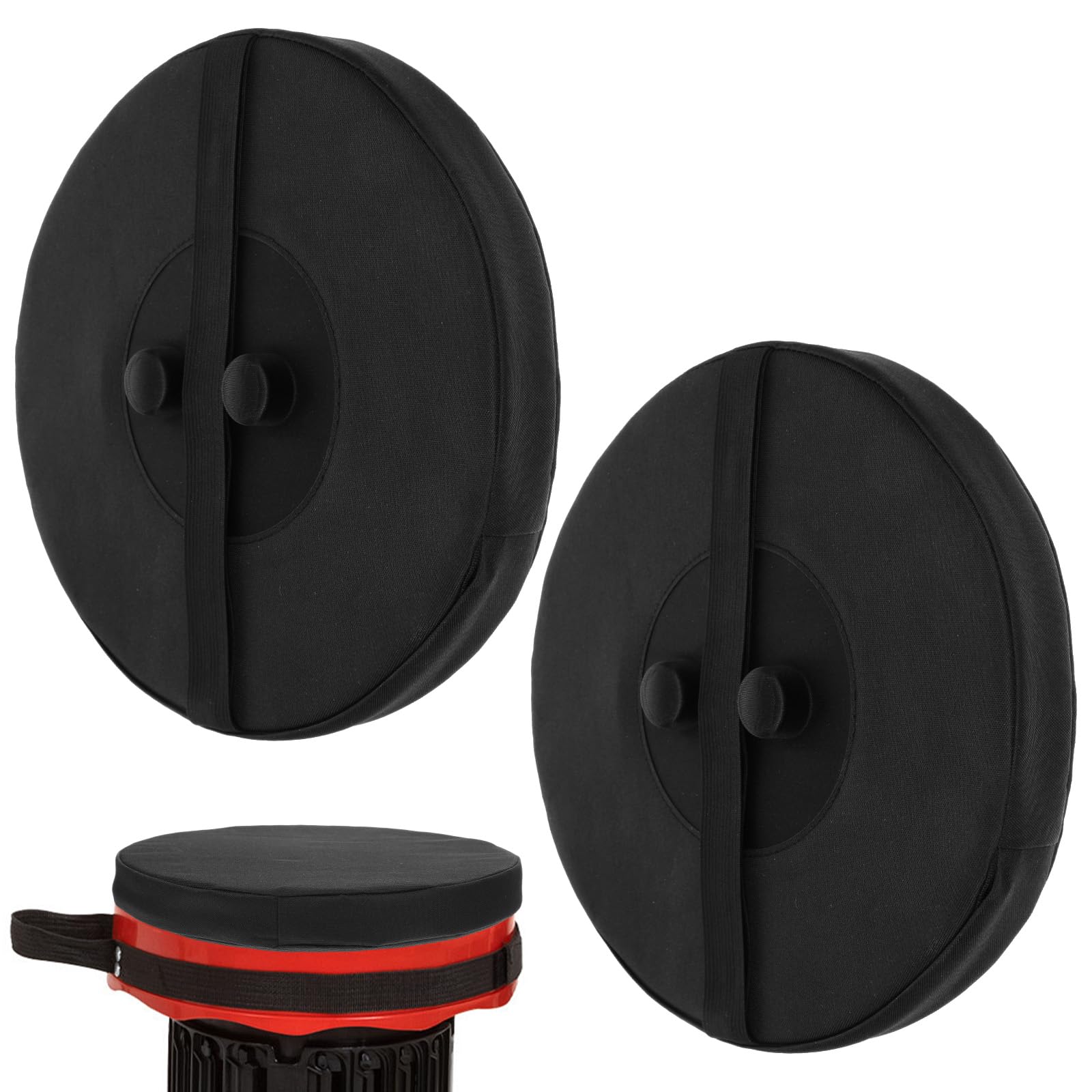 Photo 1 of 2 Pack Collapsible Stool Cushion – Thickened Memory Foam Seat Cushion for Telescopic Stools, Waterproof Oxford with Elastic Straps, Portable for Camping, Fishing, Picnics (Black, 10" x 10" x 1.2")