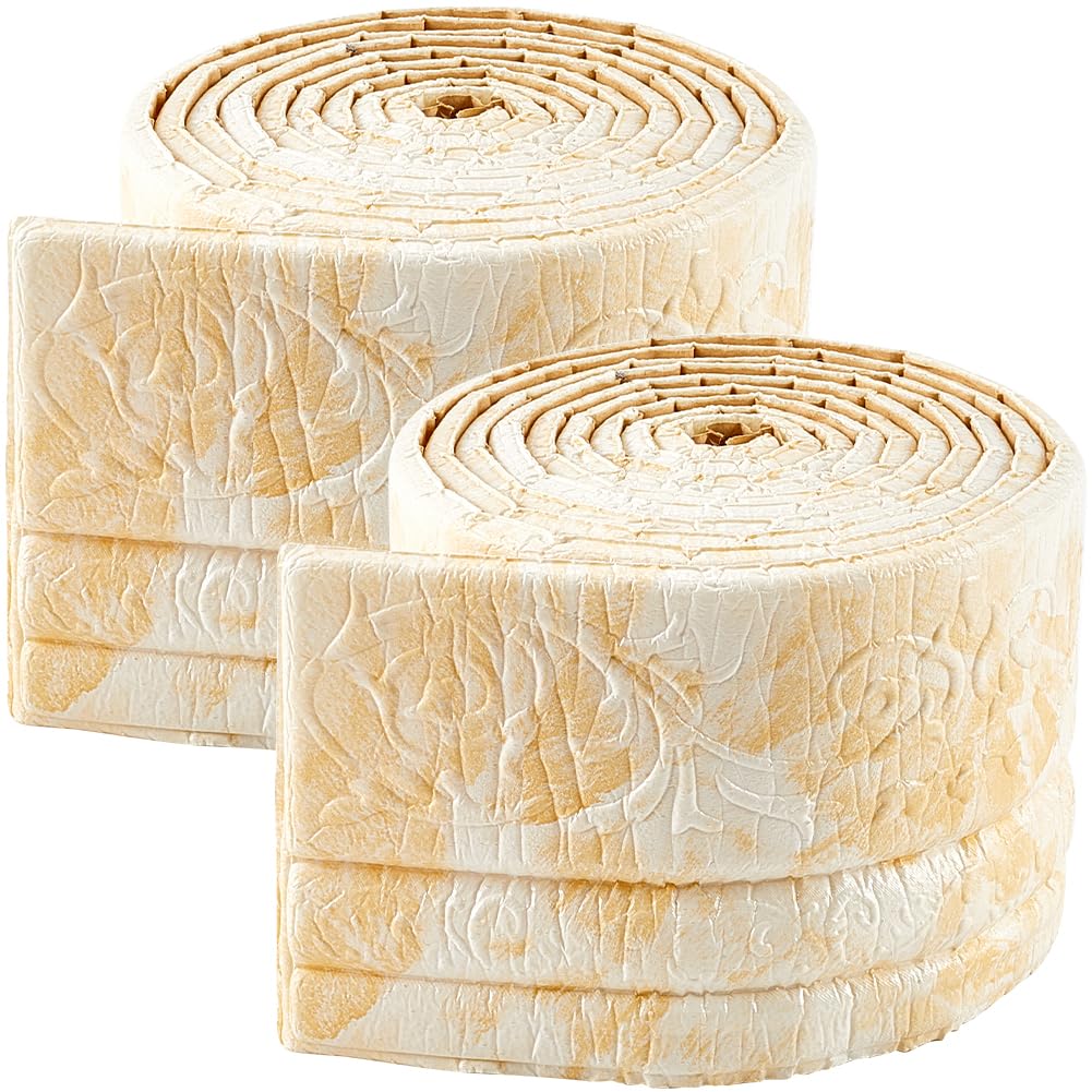 GORGECFAFT 2 Rolls 2.3mx10cm Wheat 3D Wall Edging Foam Flexible Wallpaper Border Crown Molding Peel and Stick Mirror Edging Frame Lines Wall Base Ceiling Baseboard for Home DIY Furniture Home Decor