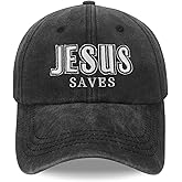 SJUDHHG Jesus Saves Hats for Men Women, Christian Gifts, Adjustable Cotton Retro Christian Hat Grey