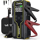 Car Jump Starter with Air Compressor, VoltSurge 6000A Peak 12V Battery Jumper Starter Portable Booster Pack, 150PSI Safe Jump Box with LED Light(Up to 10L Gas/8L Diesel Engine)