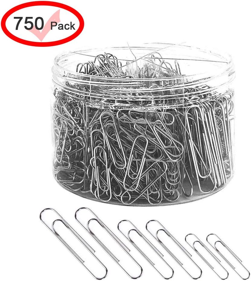 Paper Clips，750pcs Silver Small/Medium/Jumbo Size Paper