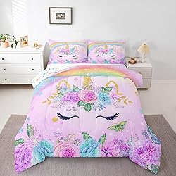 Feelyou Toddler Size Unicorn Comforter Set for Kids
