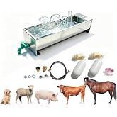 Paiaojia Automatic Livestock Water Trough 3 Gallons/12 Quart Livestock Animal Stainless Steel Automatic Waterer with Float Valve Kit for Goat Cattle Horse Hog Pigs Dog Outdoor, 22" L x8.6 W x 5.1" H
