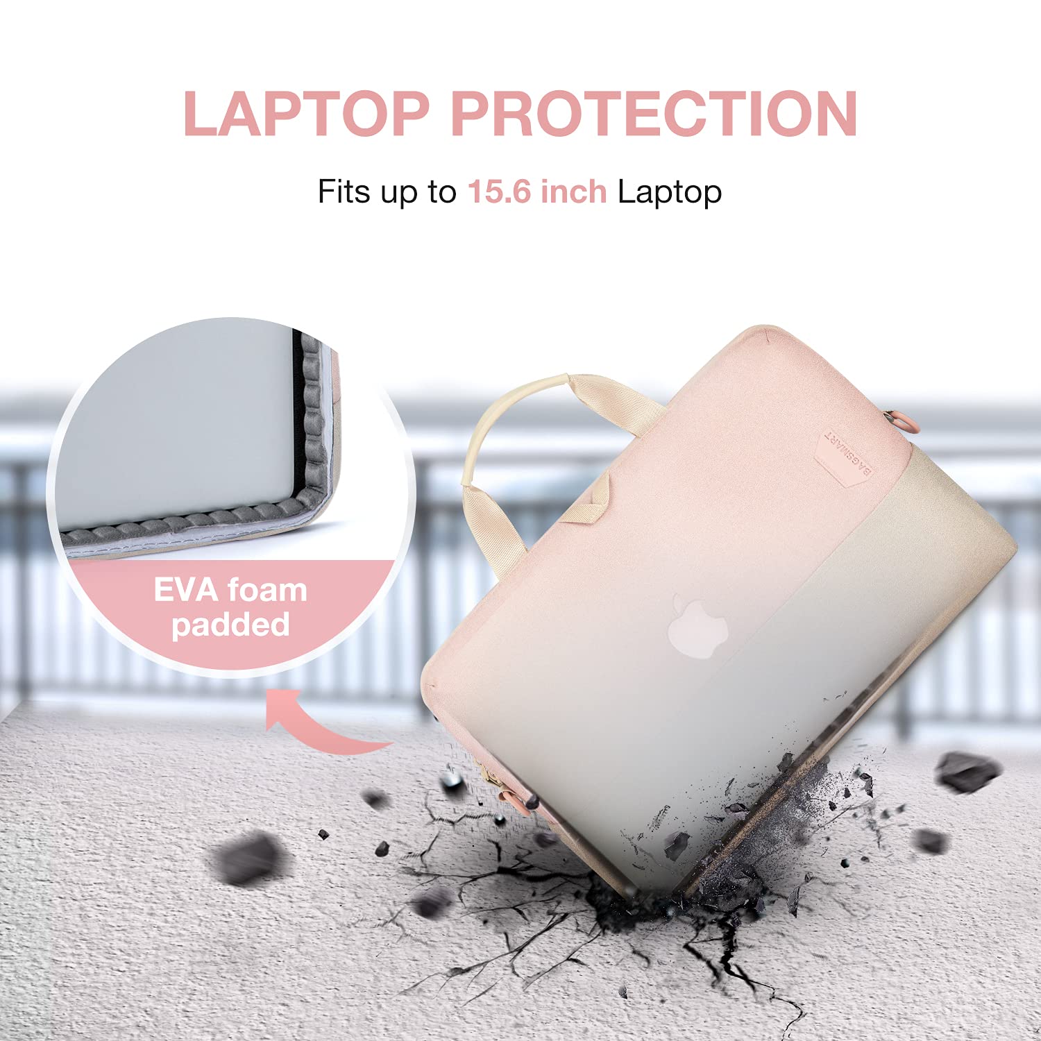BAGSMART Laptop Bag for Women, Laptop Sleeve, 15.6 Inch Laptop Case, Computer Bag, Laptop Briefcase for Business Office Travel, Pink
