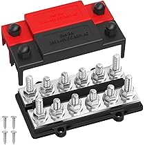 Power Distribution Block Bus Bar - 4x 5/16" Studs 250A 12V For Battery, Solar, RV & Marine Applications