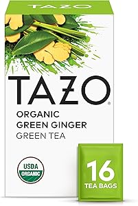 TAZO Organic Green Tea, Green Ginger, Caffeinated Tea, 16 Total Bags