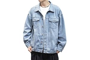 Generic Men Denim Jacket Vintage Jeans Jackets Pockets Long Sleeve Button Down Coats Casual Cowboy Western Outerwear Clothes