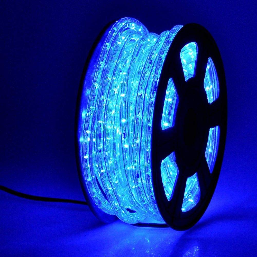 Photo 1 of 50ft 360 LED Waterproof Rope Lights, 110V Connectable Indoor Outdoor Blue Rope Lights for Outside, Deck, Patio, Pool, Camping, Bedroom Decor, Landscape Lighting and More (Blue)