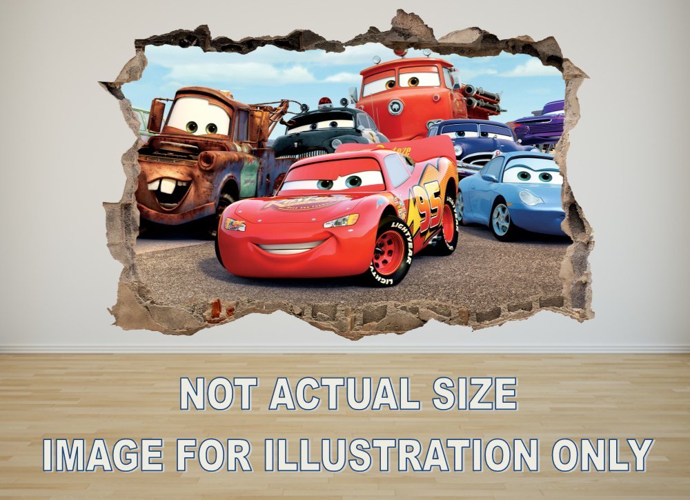 Disney Cars Hole In Wall 3d Effect Wall Sticker Suitable For Kids