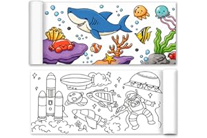 2 Pcs 118x11.8 Inch Coloring Paper Roll for Kids,Children Drawing Roll, Kids Easel Paper Roll,Coloring Rolls with Underwater 