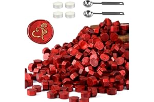 Yoption 360 Pcs Antique Wine Red Sealing Wax Beads Set for Wax Seal Stamp with Candles and Melting Spoon