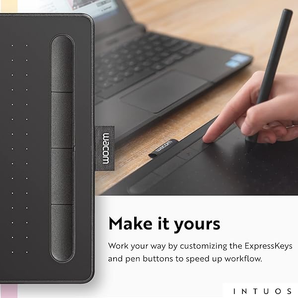 WACOM INTUOS SMALL GRAPHICS DRAWING TABLET, INCLUDES TRAINING & SOFTWARE; 4 CUSTOMIZABLE EXPRESSKEYS COMPATIBLE WITH CHROMEBOOK MAC ANDROID & WINDOWS, PHOTO/VIDEO EDITING, DESIGN & EDUCATION,BLACK