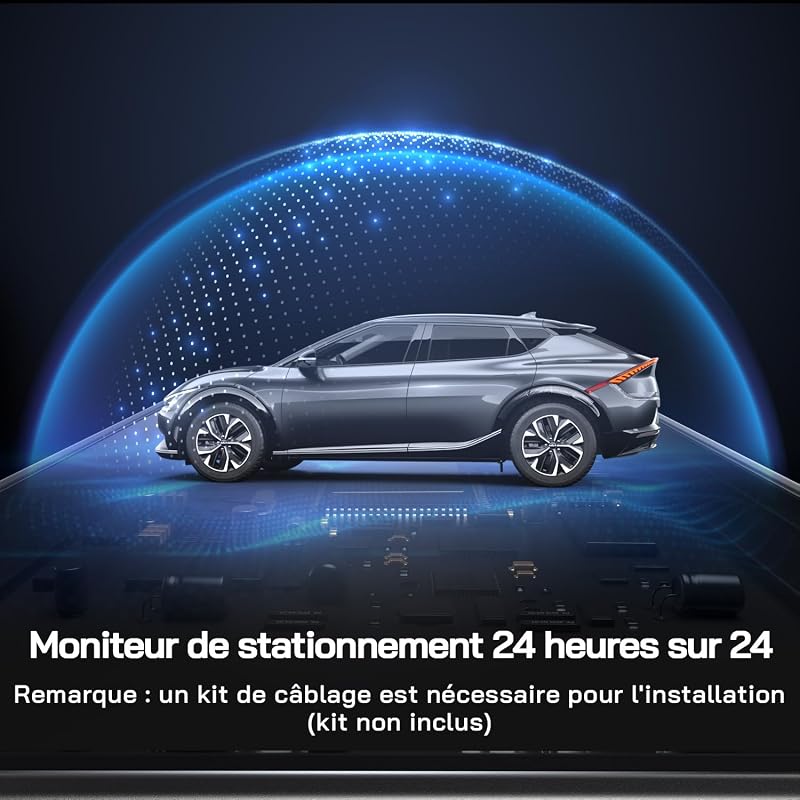 4K Dashcam Voiture Avant Arrière, Wi-FI Caméra Voiture, Grand Angle 170°, G-Capteur, Mode Stationnement 24H, Vision Nocturne, Enregistrement en Boucle