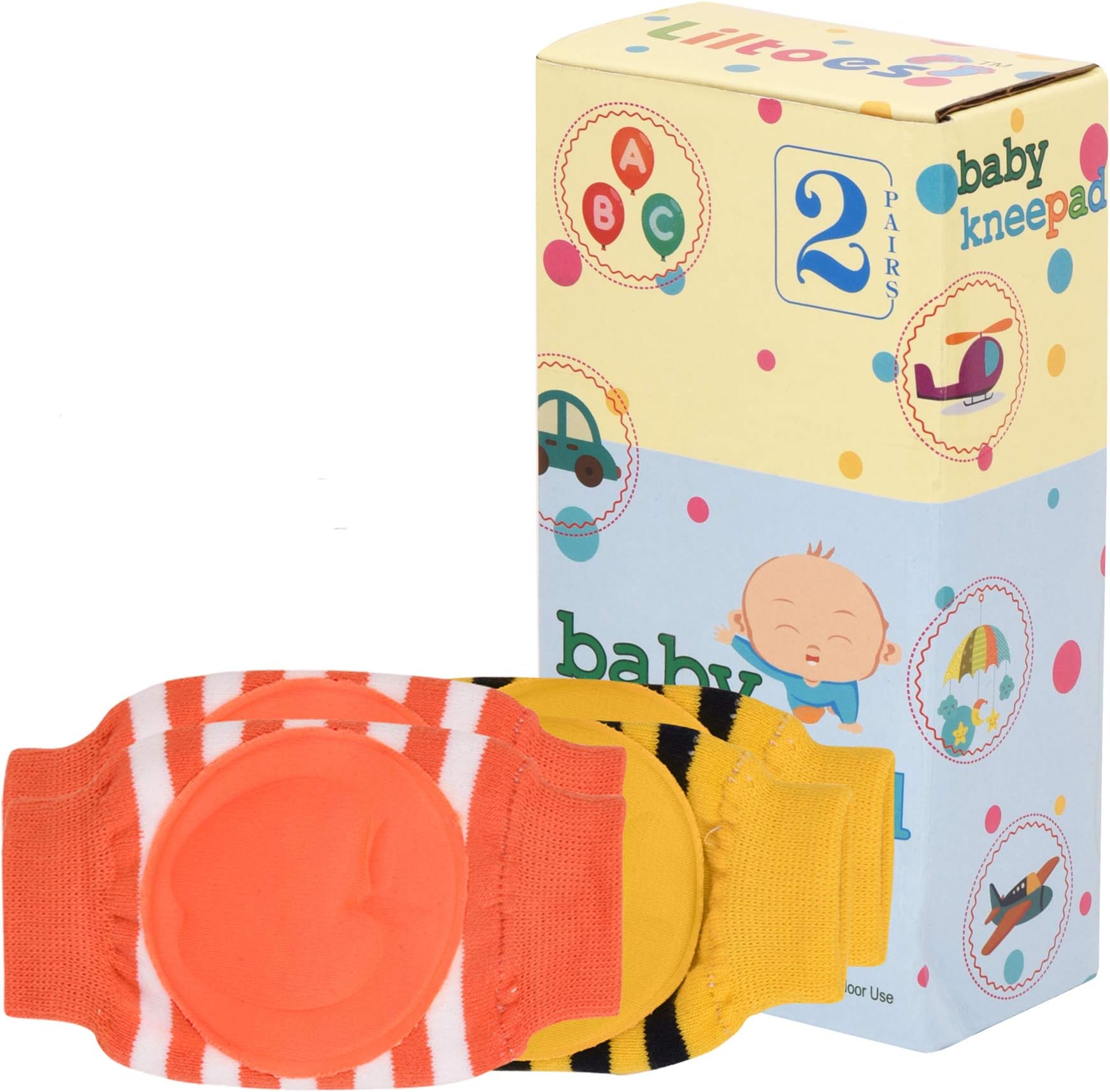 Liltoes Supersoft Baby Safety Knee & Elbow Pads 2 Pairs (Yellow & Orange)