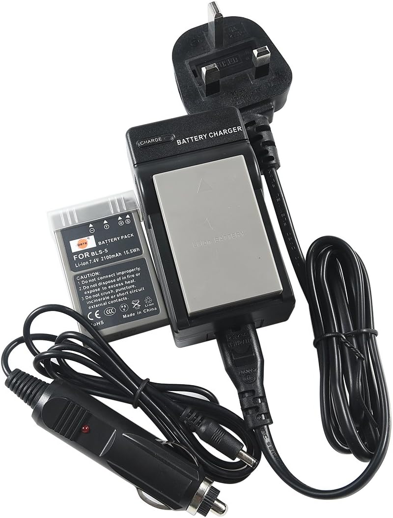 DSTE® 2x BLS-5 Rechargeable Li-ion Battery + DC84U Travel and Car Charger Adapter for Olympus E-400 E-410 E-420 E-450 E-600 E-620 E-P1 E-P2 E-P3 E-PL1E-PL2 E-PL5 E-PL6 E-PL7 E-PM1 E-PM2 E-M10 E-PLE15 Stylus 1 Digital Camera as Olympus PS-BLS5