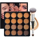 Joyeee Concealer Contouring Palette, 16 Colors Medium to Dark Color Corrector Combination Cosmetics Powder Palette with Brush, Cover Dark Circles, Bruises, Age Spots, Blemish, Vegan & Cruelty Free