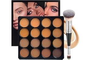 Joyeee Concealer Contouring Palette, 16 Colors Medium to Dark Color Corrector Combination Cosmetics Powder Palette with Brush