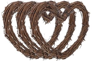 Zerodeko 3pcs Rattan Frame for Craft Christmas Wreath Heart-Shape Rattan Wreath Twig Light Brown