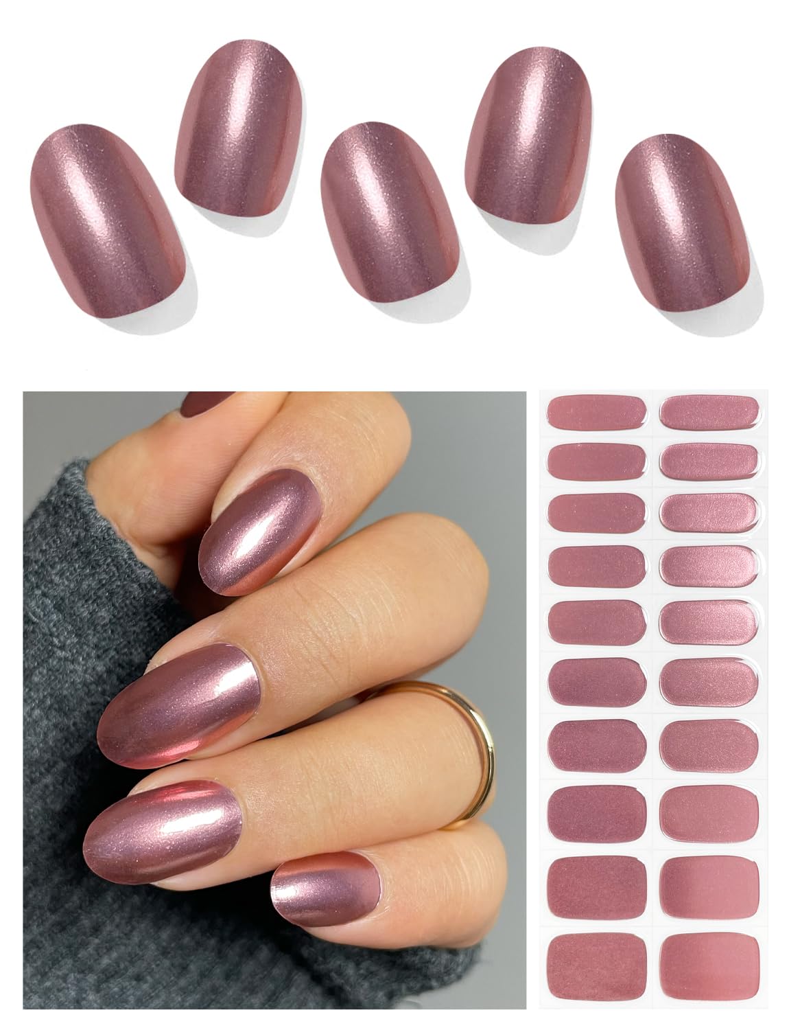 AutyaMee Semi Cured Gel Nail Strips (Glitter Garnet), Glazed, 20 Pcs Gel Nail Wraps, Stickers, UV Light Required, Salon Quality, Long Lasting