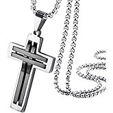 555Jewelry Stainless Steel Cross Necklace Pendant for Men and Women 16-24" Chain
