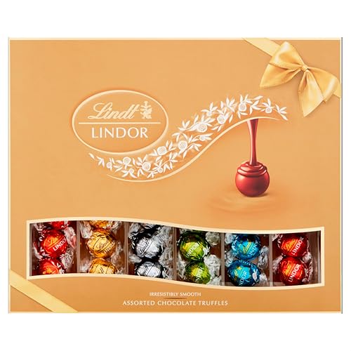 Lindt Lindor Assorted Chocolate Truffles Gift Box – 525g – Christmas, Gift – Milk, Dark, Salted Caramel & Pistachio Truffles