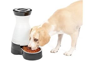 PetSafe Healthy Pet Food Station - Medium, 4 lb Kibble Capacity - Gravity Pet Feeder Dry Food Dispenser, Automatic Cat Feeder, Small to Medium Dog Feeder - Removable Stainless Steel Bowl Included