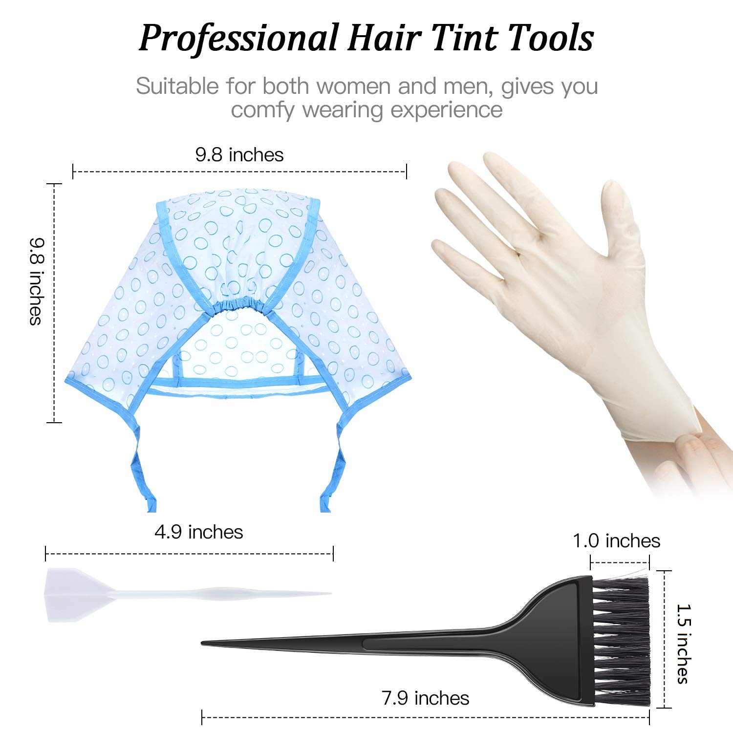 Hair Color Kit Disposable Hair Highlighting Cap Plastic Hair Hook Hair Dye Brush Gloves Hair Tint Tools for Salon and Home Dyeing Hair, 4 Tools : Beauty