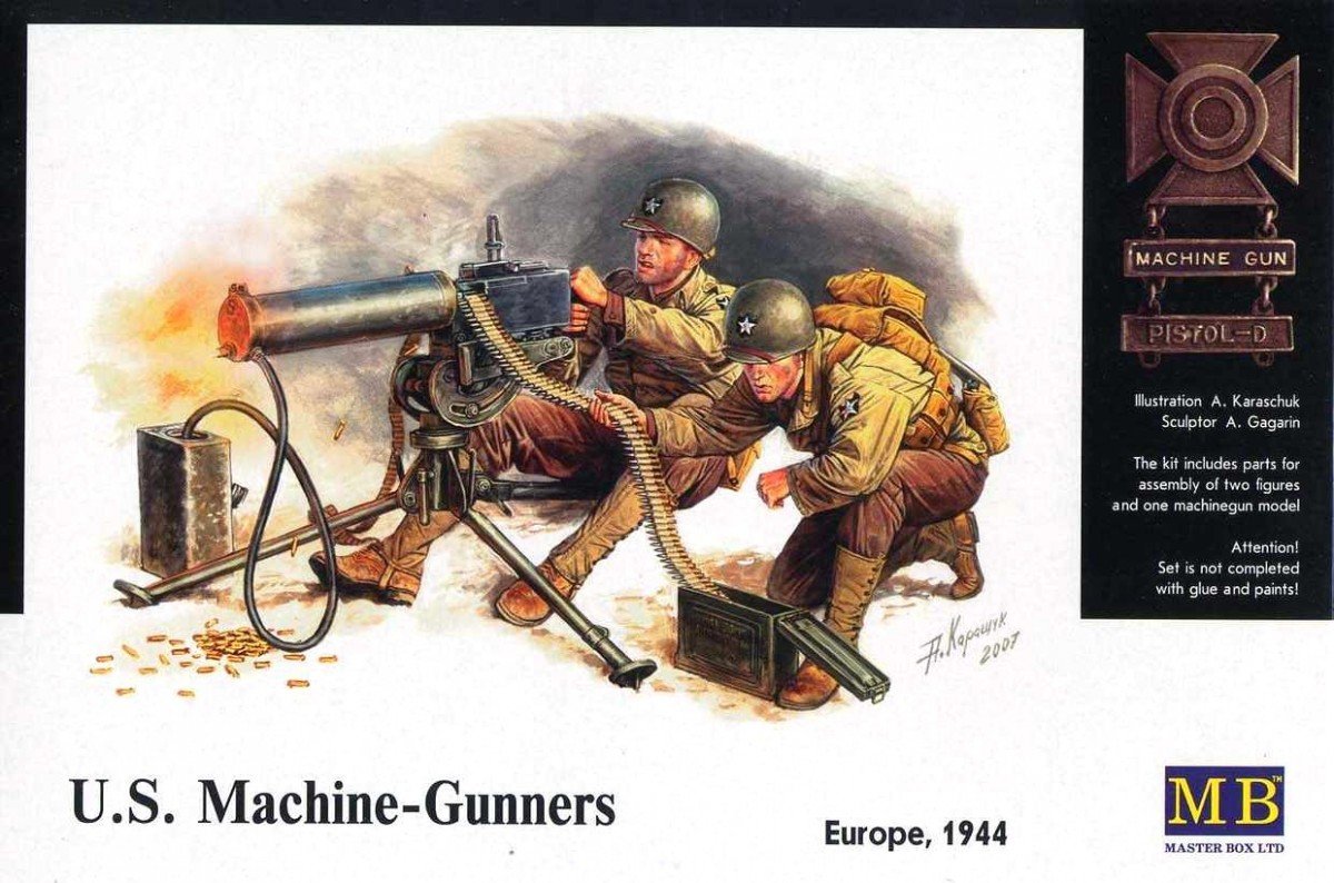 Masterbox 1:35 Scale U.S. Machine-Gunners Figure, 1.27 x 1.27 x 3.81 cm