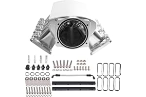 YIUIY For LS LS1 LS2 LS6 Intake Manifold Low Profile Cathedral Port 102mm Compatible with Chevy GMC Pontiac Sheet Metal Fabricated (Silver)