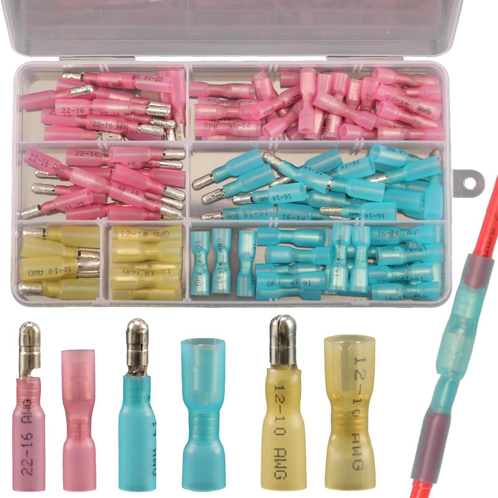 Feggizuli 110pcs Heat Shrink Bullet Wire Connectors