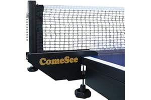 ComeSee Professional Table Tennis Ping Pong Net Post Set Strength Screw Clamp with Net Clip Insert, 1.65 Inch Width Grip Holder, Tension and Height Adjustable Easy Set Up (Black)