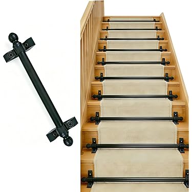 Stair Rods Strong And Durable Unique Design Stair Rods 29 Long With Hinged Brackets And Finials Pole Diameter 3/8 (Antique Brass (13 Piece