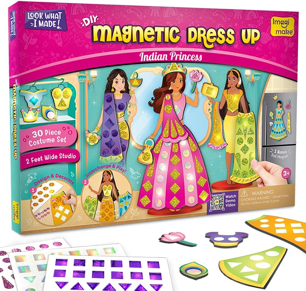 Imagimake DIY Magnetic Dress-Up Indian Princess 30-Piece Set