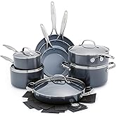 GreenPan 16 Piece Valencia Pro Ceramic Nonstick Cookware Set, PFAS-Free, Induction Ready, Hard Anodized Pots & Pans with Lids, Compatible on All Cooktops, Dishwasher & Oven Safe, Gray
