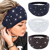 CAKURE Wide Rhinestone Headbands Sparkly African Head Wraps Bling Head Scarf Motorcycle Hair accessories Women (Pack of 3)