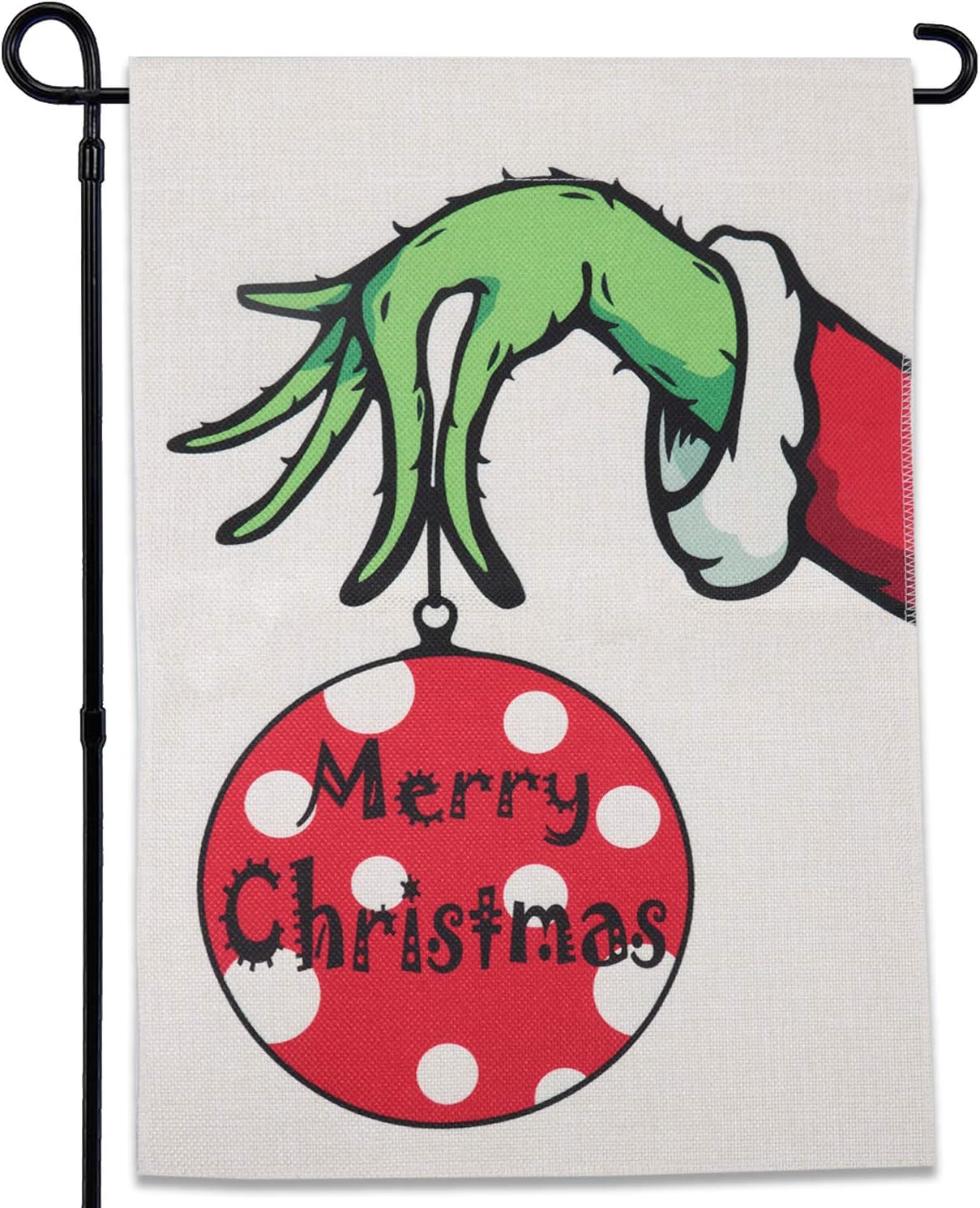 GEGEWOO Merry Christmas Grinch Garden Flag Vertical Double Sided Merry Christmas Grinchmas Winter Farmhouse Holiday Party Yard Outdoor Decoration 12 x 18 Inch