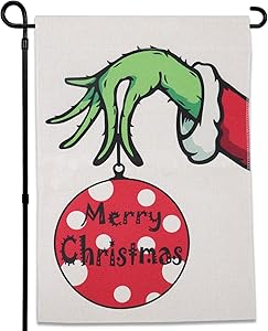 GEGEWOO Merry Christmas Grinch Garden Flag Vertical Double Sided Merry Christmas Grinchmas Winter Farmhouse Holiday Party Yard Outdoor Decoration 12 x 18 Inch