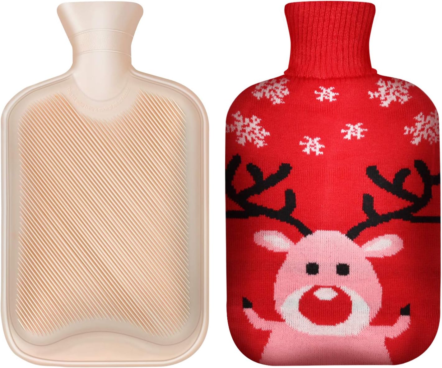 Hot Water Bottle 2l Cover Knitted,Washable Natural Rubber Gift for