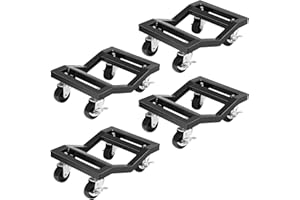 4-Pack Heavy Duty Car Wheel Dollies – 6000 lbs Total Load, Reinforced Steel Frame with Dual Tire Channels, Pre-Assembled with