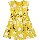 Bumeex Toddler Girls Clothes Cotton Short Sleeve Casual Girls Dresses for Kids 2-7 Years