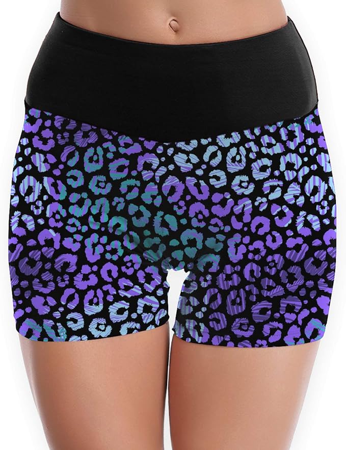 Purple Leopard Exotic Animal Print Workout Hot Shorts for