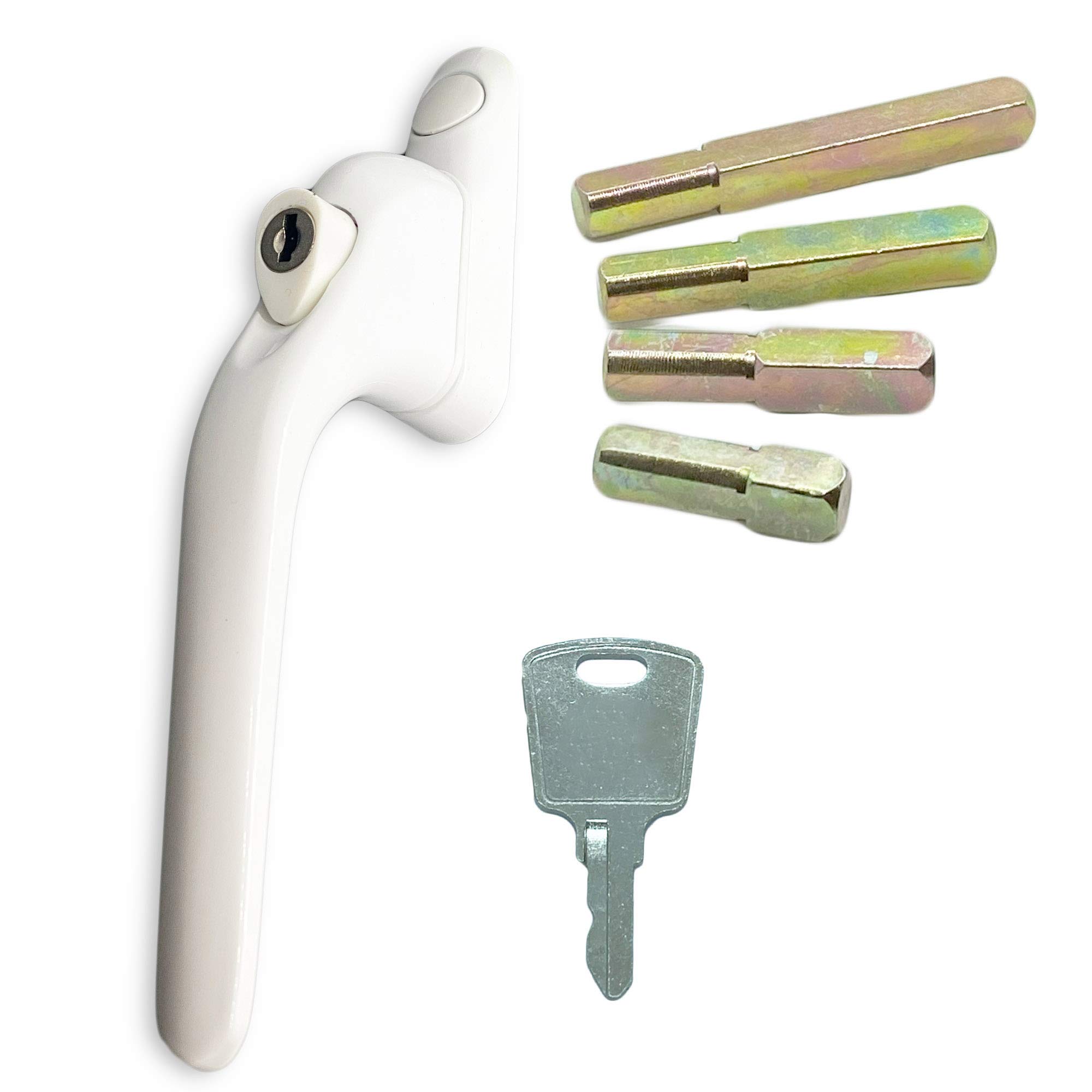 White UPVC Universal Inline Window Handle Double Glazing Espag Lock Smart Spindle