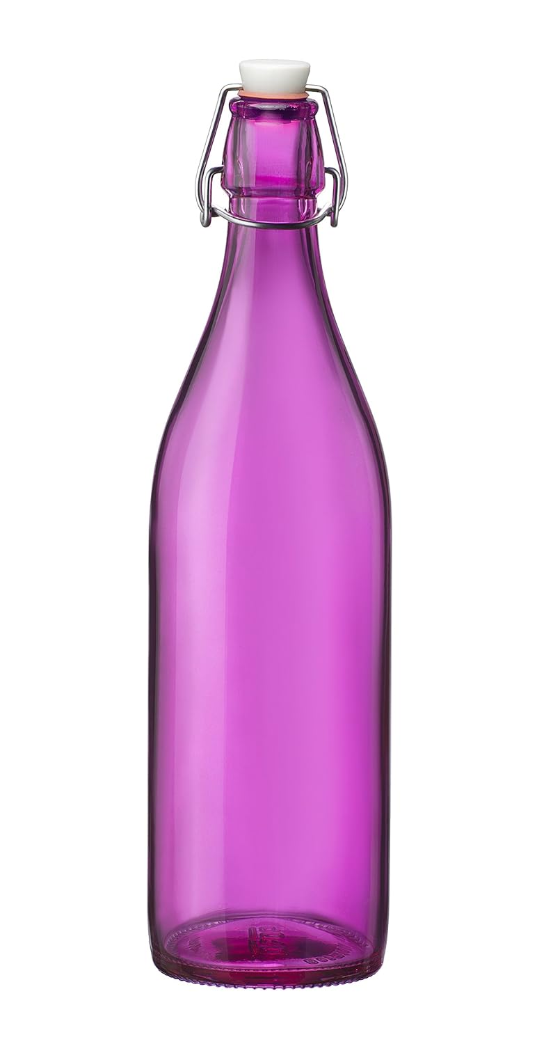 Giara Swing Top Bottle Pink 1 Litre Pink Glass Bottle for Cordials