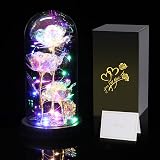 Touloube Light Up Galaxy Rose Gift for Women, Glass Dome, Romantic Decor