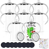 Wzaytia 12 Oz Sublimation Sippy Cup Tumblers 8 Pack With Handle, Straight Sublimation Blanks Kids Tumbler, Stainless Steel Todder Water Bottle
